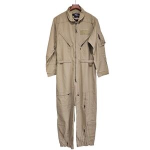 Gibson & Barnes Flight Suit Mens 44R Tan Military Coveralls Made in USA
